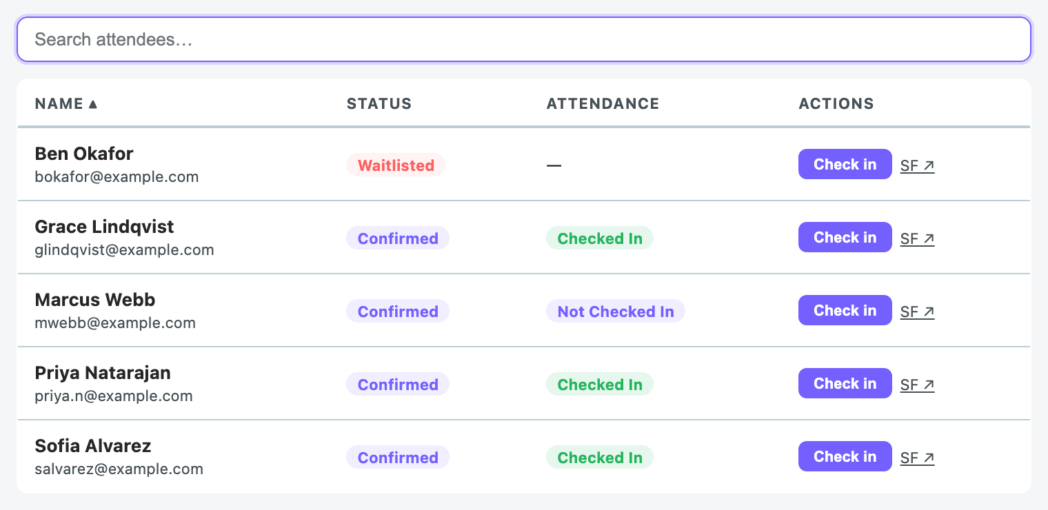 Attendee check-in